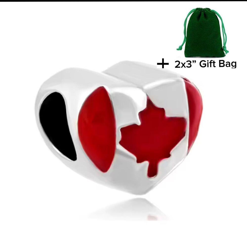 Canada Flag Charm Bead | 925 Silver | Brand New